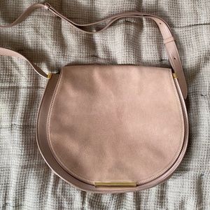 Cuyana Blush Suede Saddle Bag